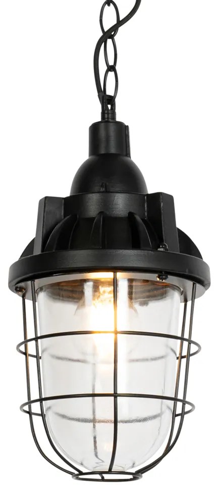 Industriële hanglamp zwart met glas - Cabin Industriele / Industrie / Industrial E27 rond Binnenverlichting Lamp