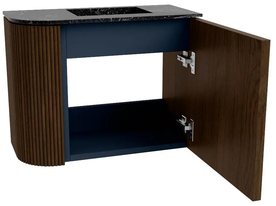 Mondiaz Joya DLux 50cm toiletmeubel ronding links walnut met wastafel faye rechts zonder kraangat lava