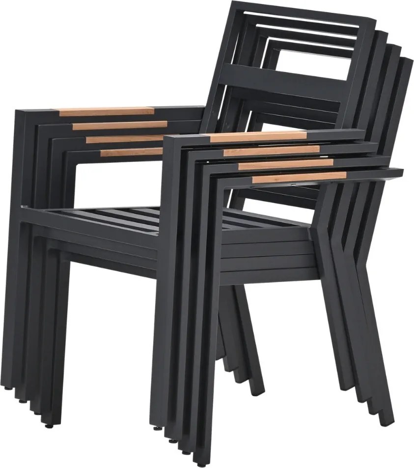 Garden Impressions Kasper tuinstoel stapelbaar donker grijs - 4 stuks