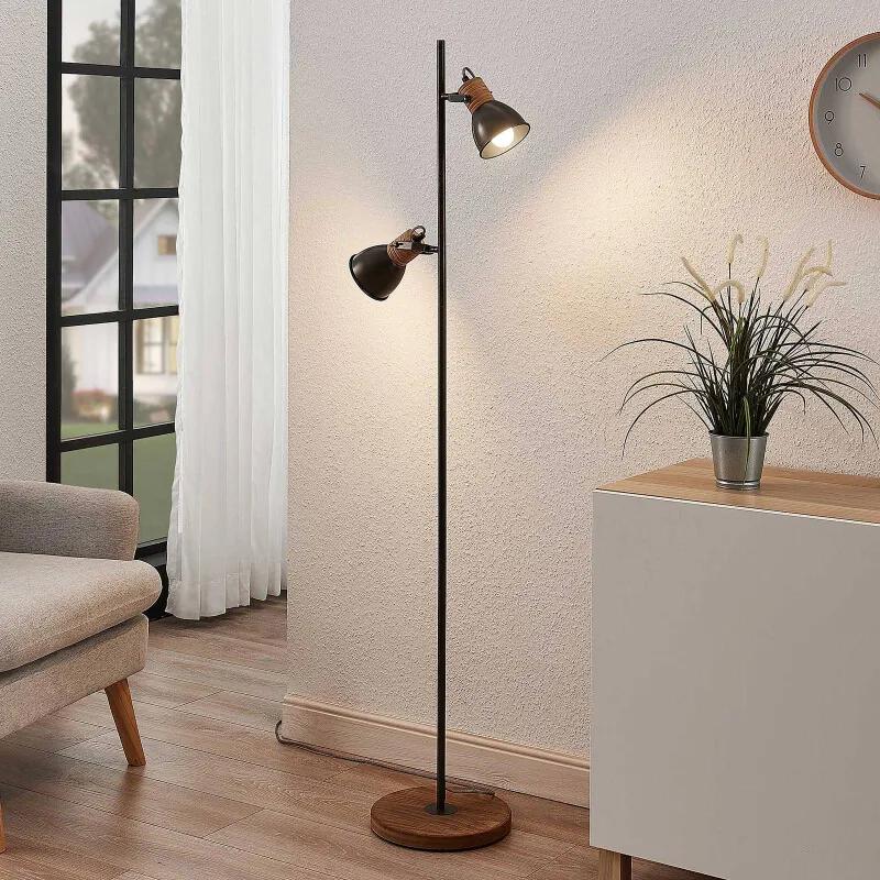 Arina vloerlamp hout, 2-lamps - lampen-24
