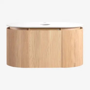 Carsone Hangend Badkamermeubelset Van Hout Natuurlijk Hout & Zonder Extra Eenheid & Without Sink & Spiegelloze & Zonder Kraan - Sklum