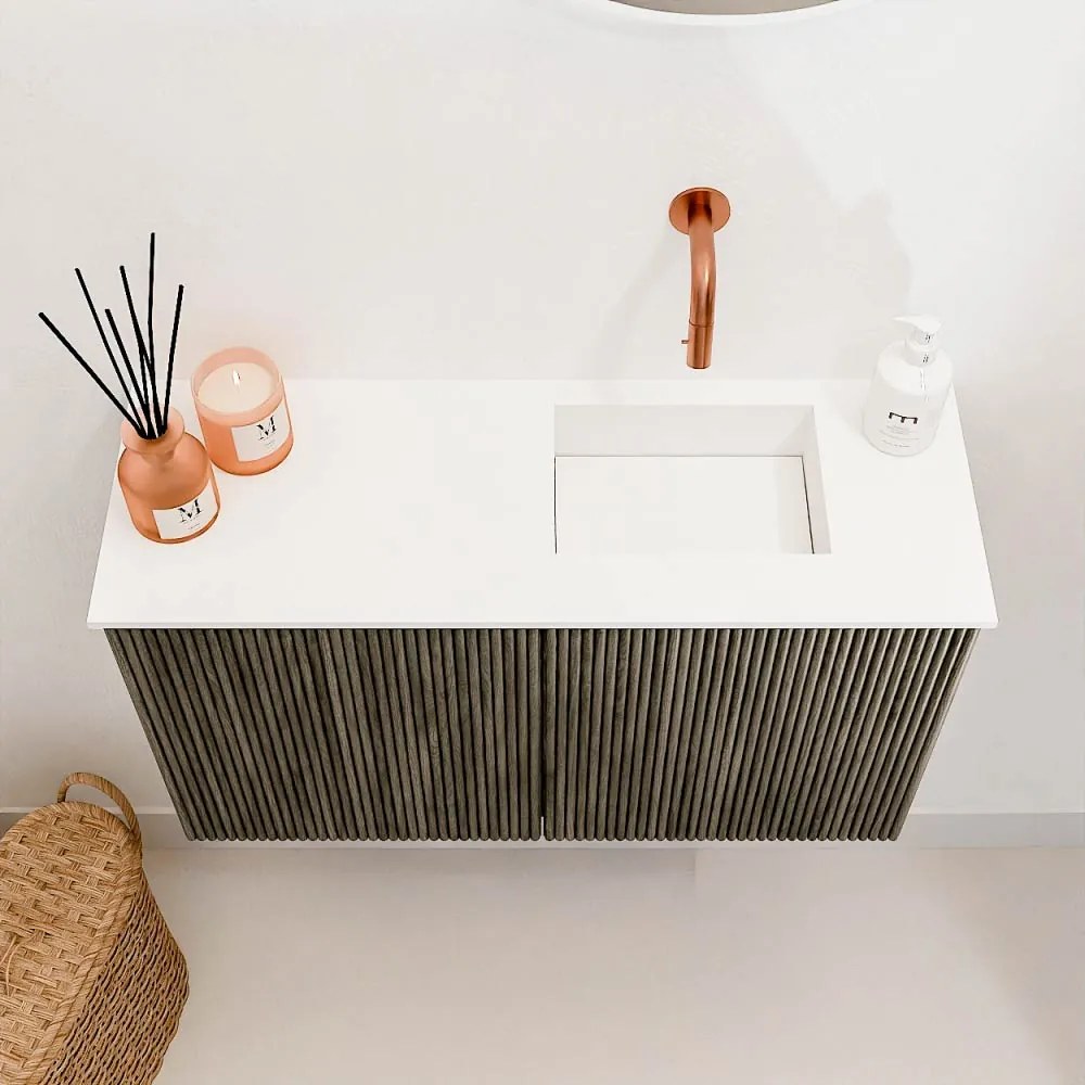 Mondiaz Joya 70cm toiletmeubel shadow met wastafel faye rechts zonder kraangat talc
