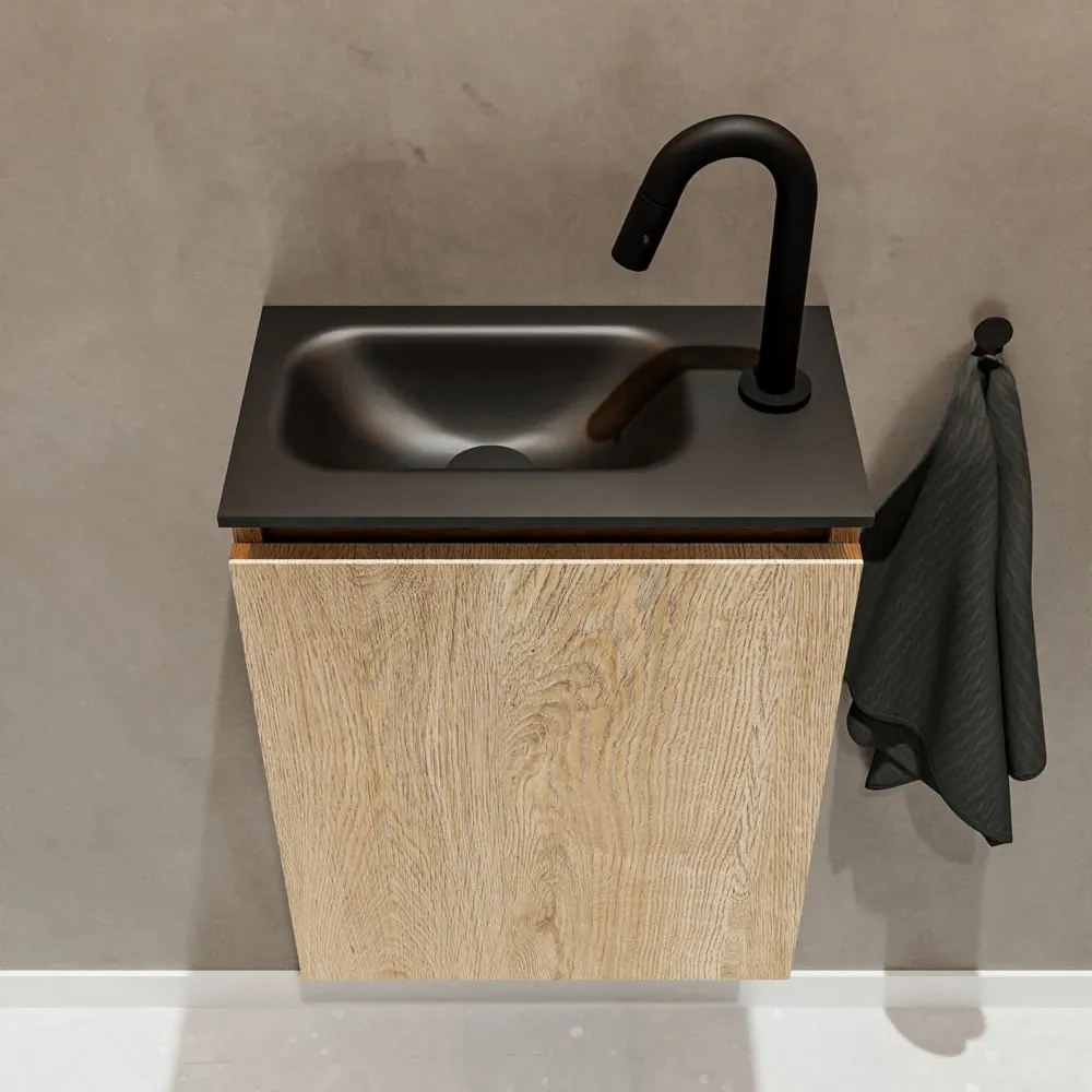 Mondiaz Ture 40cm toiletmeubel washed oak met wastafel urban links 1 kraangat