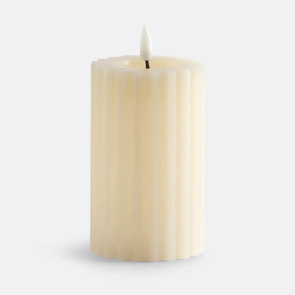 Gestreepte wax LED kaars H14,8 cm, Caspar