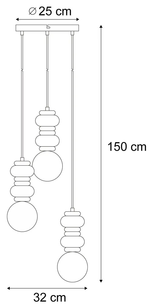 Retro hanglamp okergeel met mat glas 3-lichts - Fedde Retro G9 Binnenverlichting Lamp