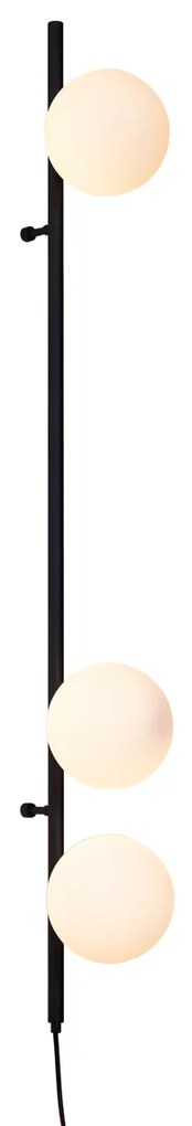 Design wandlamp zwart met mat glas 3-lichts - Vertical