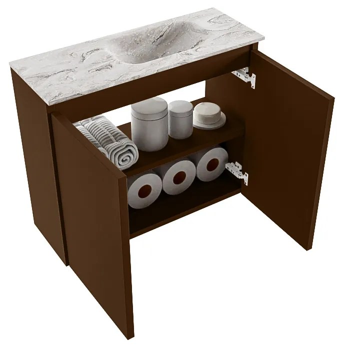 Mondiaz Ture DLux toiletmeubel 60cm rust met wastafel glace rechts met kraangat