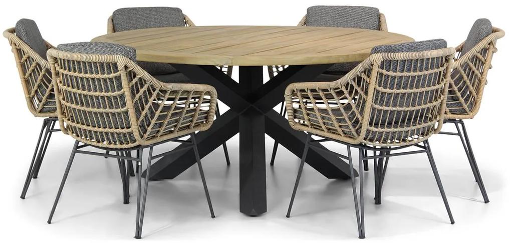 4 Seasons Outdoor Cottage/Rockville 160 cm rond dining tuinset 7-delig