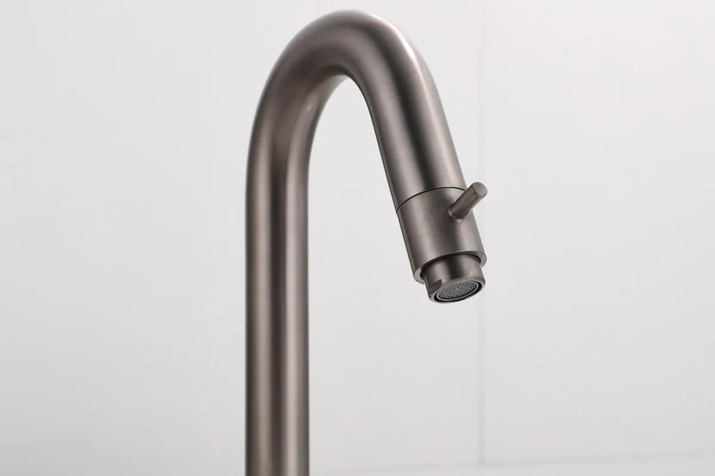 Saniclear Iron gebogen fonteinkraan verouderd ijzer - gunmetal