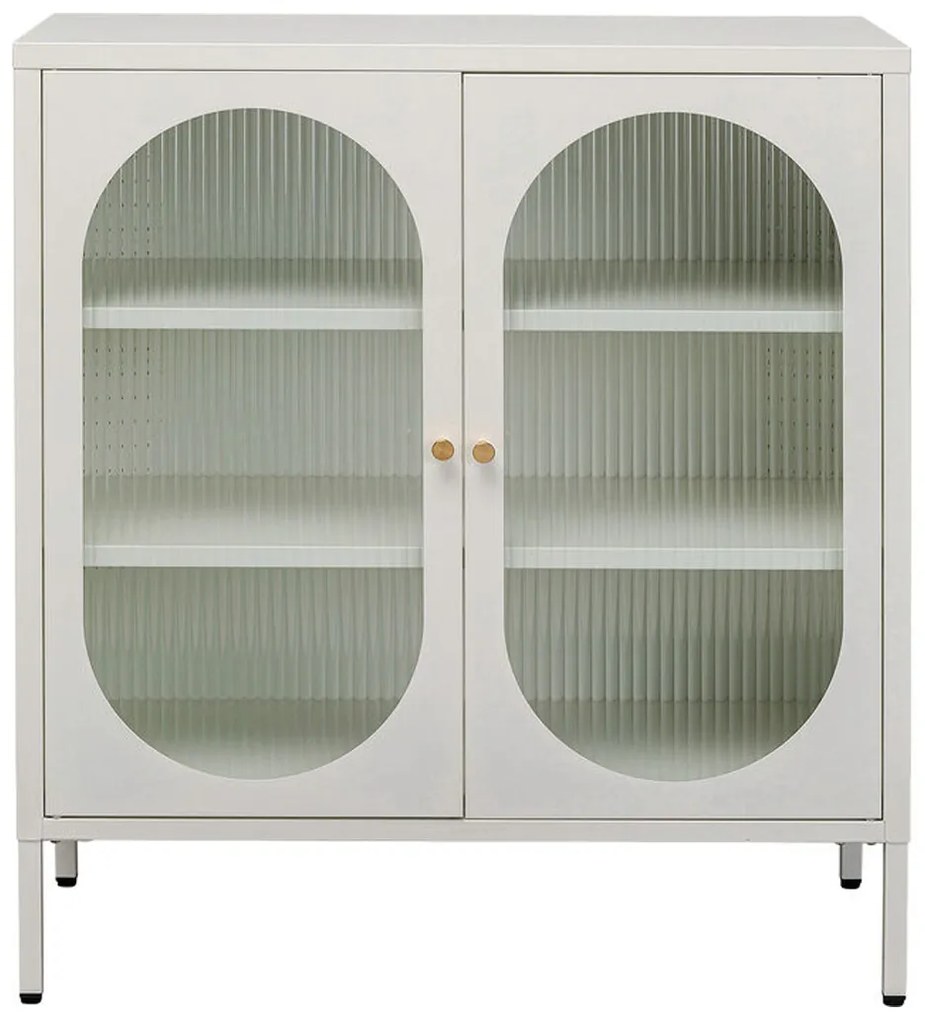 Kare Design Naxos Kastje Met Ribbelglas Off White - 80x35x90cm.