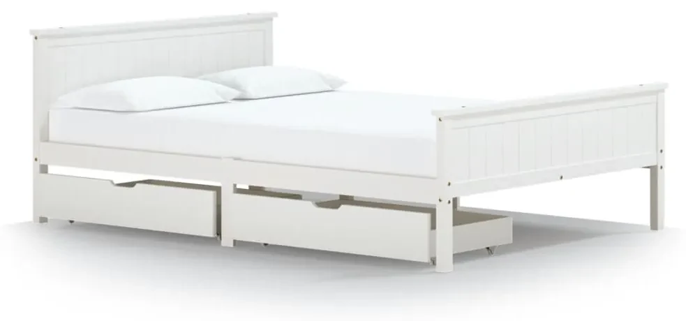 vidaXL Bedframe met 2 lades massief grenenhout wit 160x200 cm