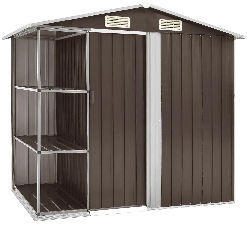 vidaXL Tuinschuur met rek 205x130x183 cm ijzer bruin