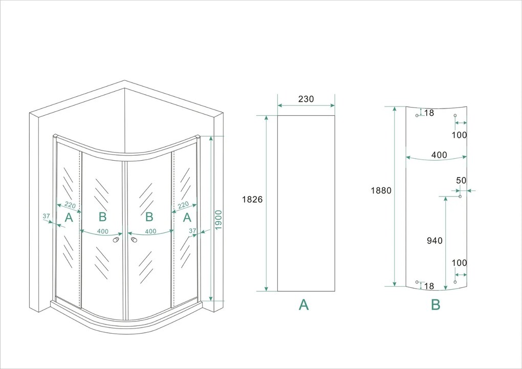 Mueller Eco douchecabine kwartrond 80x80cm