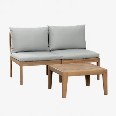 Tuinset Met Een Modulaire Bank In 2 Delen En Een Salontafel In Filips Acaciahout Grijs – Koel - Sklum