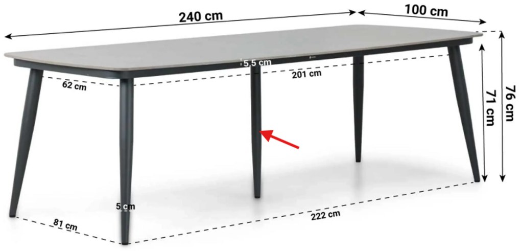 Tuinset 6 personen 240 cm Aluminium/wicker Zwart Lifestyle Garden Furniture Toledo/Vienna