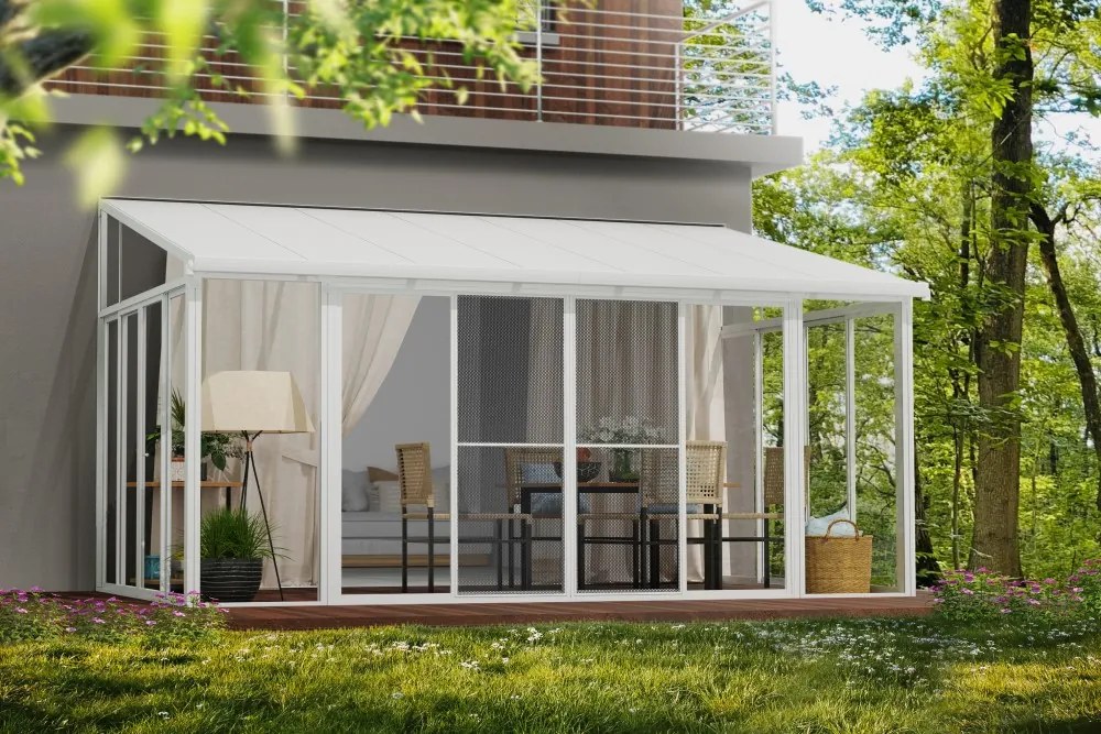 Tuinkamer Veranda Sanremo Palram - Canopia 3 x 5,4 m wit