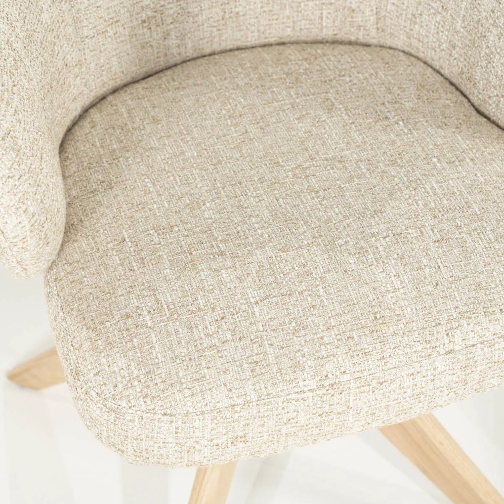 Eleonora Connor Natural Eetkamerstoel Met Eiken Poten Draaibaar Beige