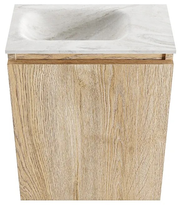 Mondiaz Ture DLux toiletmeubel 40cm washed oak met wastafel ostra links zonder kraangat