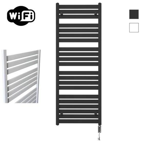 Sanicare HVW - Moda electrische WifiRadiator - 160x60cm - mat zwart met thermostaat chroom - rechtsonder HRDWC 601600/A