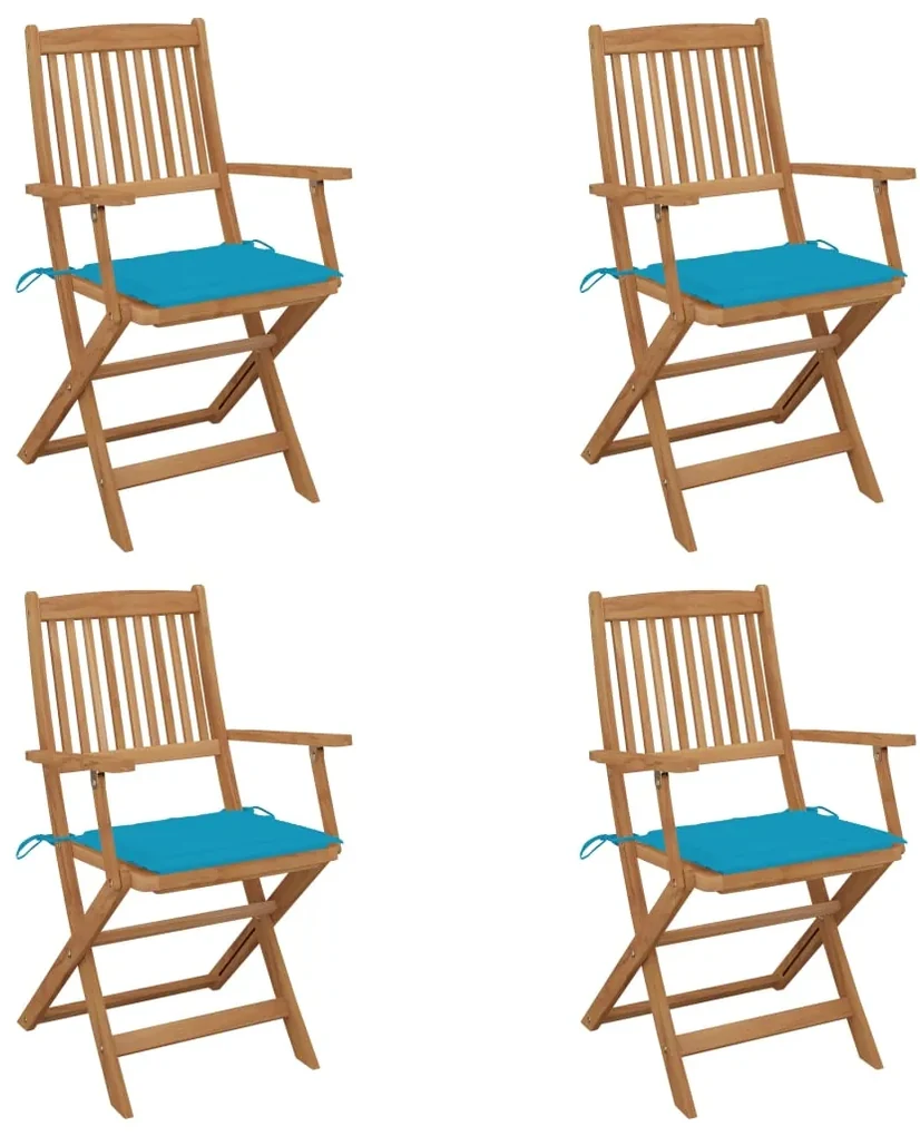 vidaXL Tuinstoelen 4 st inklapbaar met kussens massief acaciahout