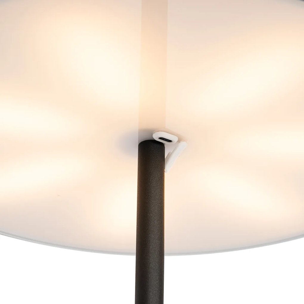 Buiten vloerlamp mushroom zwart oplaadbaar 3-staps dimbaar - Keira