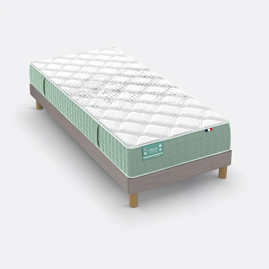 Set met stevige latexmatras voor gevoelige rug met 5 zones + gestoffeerde lattenbodem