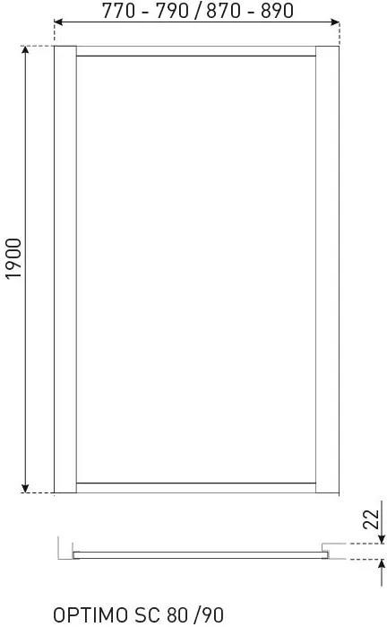 Kerra Optimo zijwand 80x190cm chroom