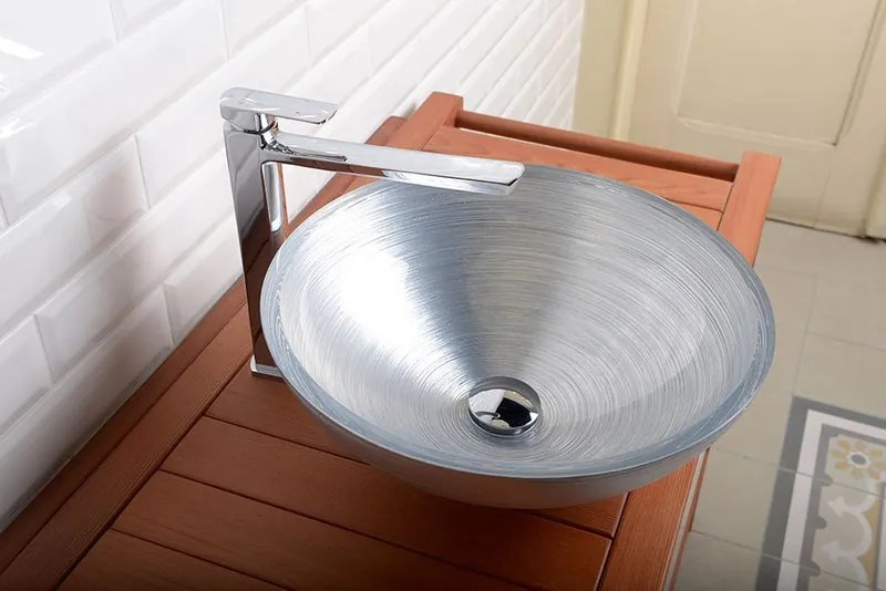 Sapho Murano glazen waskom 40cm zilver