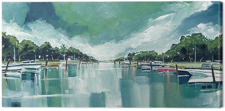 Print op canvas Stuart Roy - River Mornings and Angry Clouds, (100 x 50 cm)