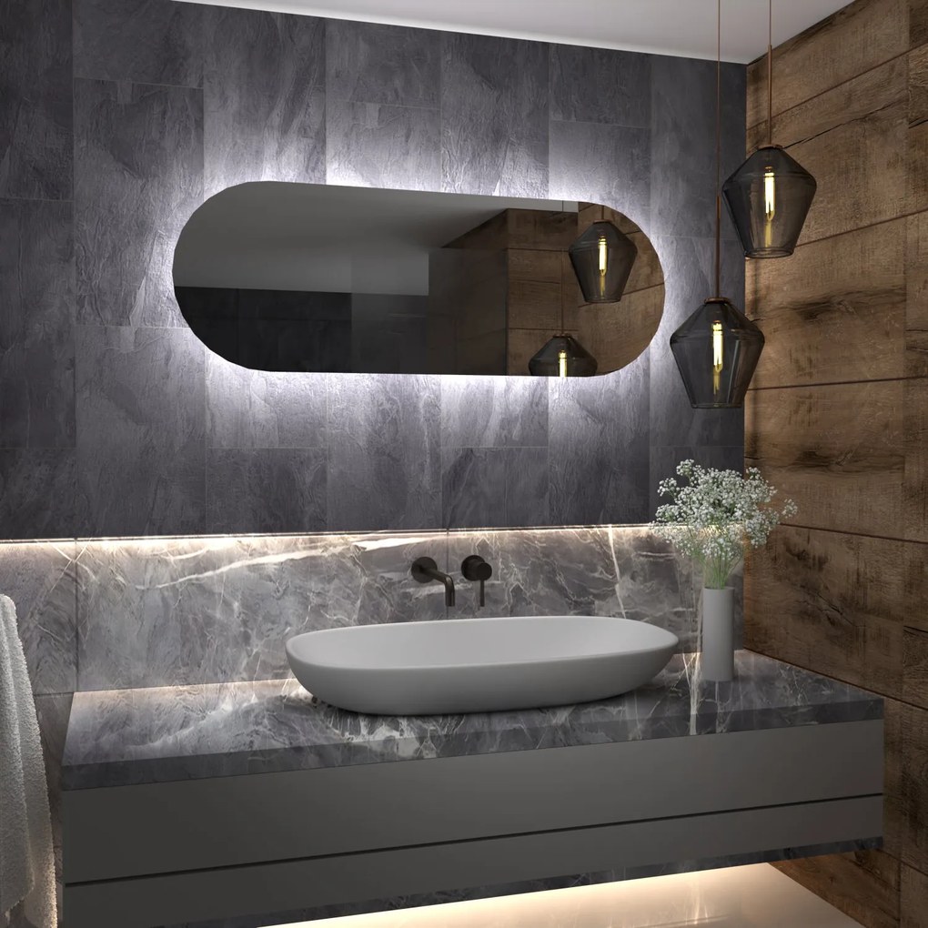 Capsulevormige spiegel met LED-verlichting G4