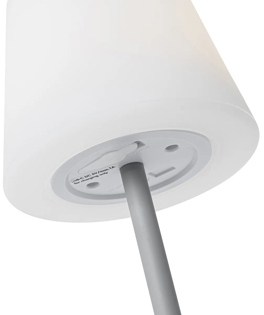 Buitenlamp Tafellamp grijs oplaadbaar incl. LED en dimmer IP54 - Jude Modern IP54 Buitenverlichting rond Lamp