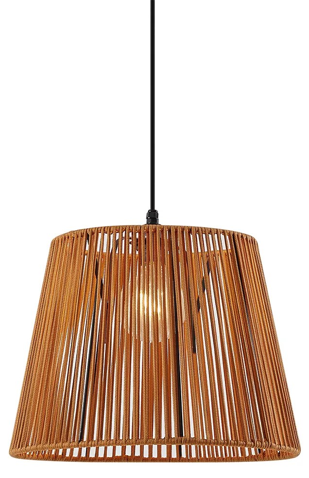 Buiten hanglamp zwart met oranje kap van touw IP44 - Cava JaylaJapandi Minimalistisch E27 IP44 Buitenverlichting rond