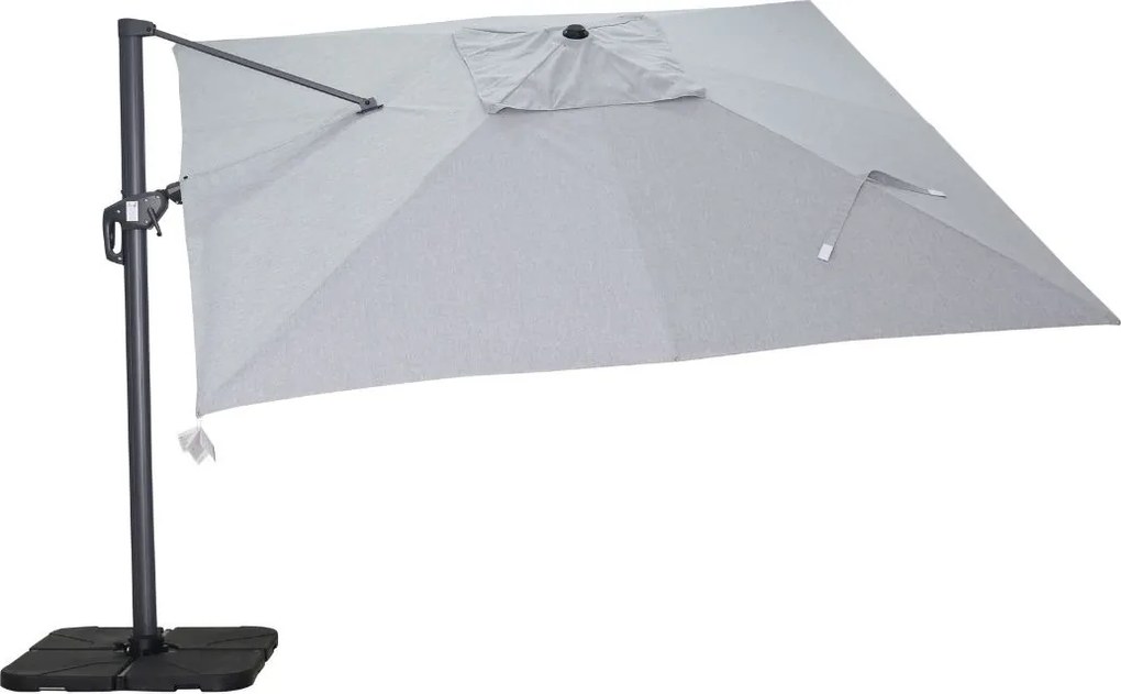 Garden Impressions Hawaii Big Pole zweefparasol 350x350 cm - donker grijs frame - licht grijs doek