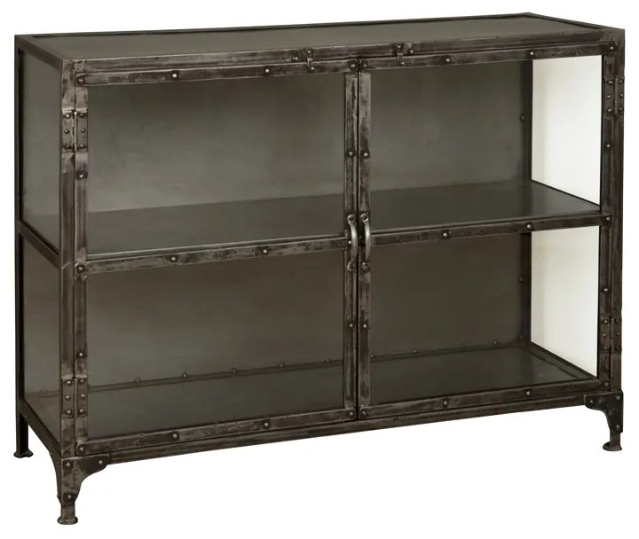 Industrieel Dressoir Glazen Deuren - 120x40x90cm.