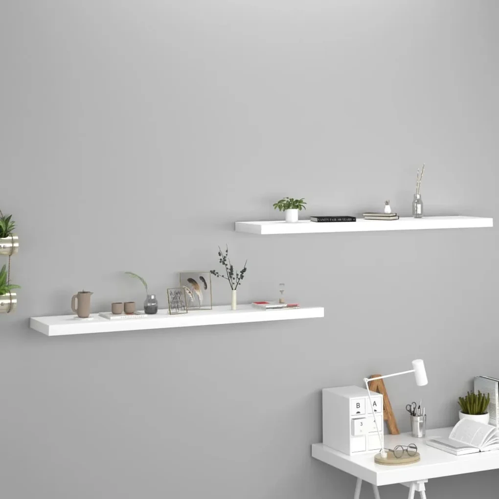 vidaXL Wandschappen zwevend 2 st 120x23,5x3,8 cm MDF wit