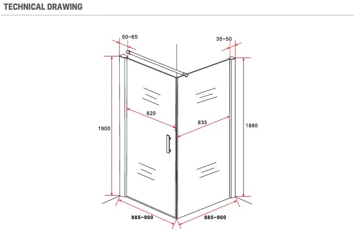 Sanigoods Momo douchecabine met draaideur 90x90cm chroom
