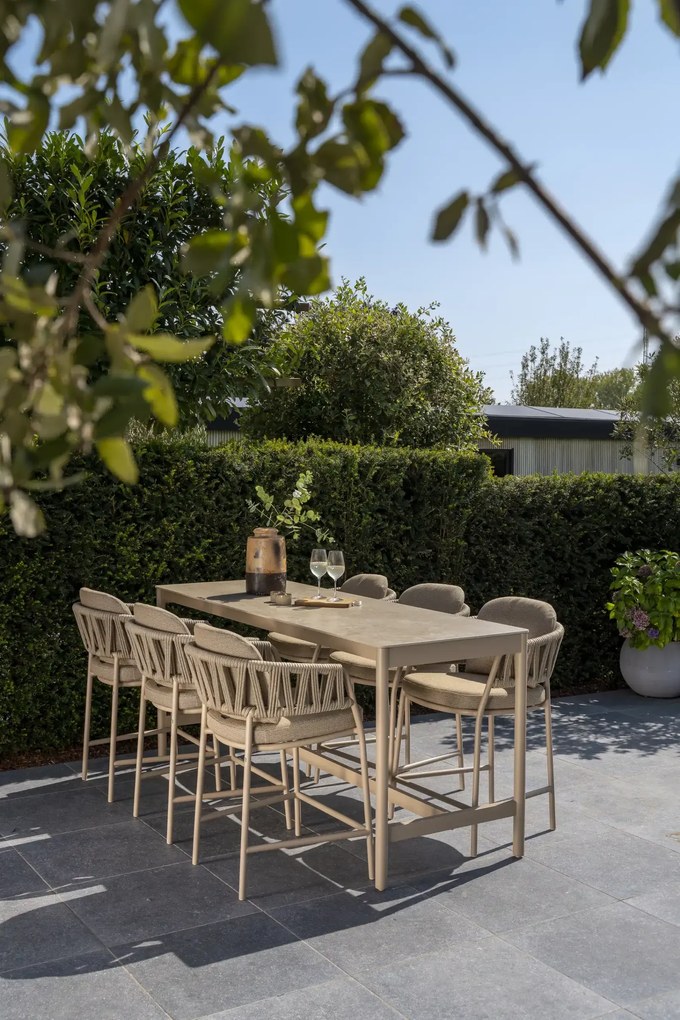 Taste by 4 Seasons Soho bartafel latte met keramisch blad 220 x 75 cm Tuintafel beige weerbestendig