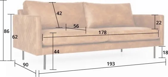 3 zitsbank - Violet - velours Brunei 45