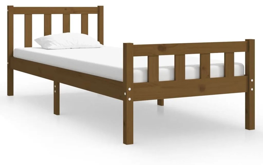 vidaXL Bedframe massief hout honingbruin 90x190 cm 3FT Single