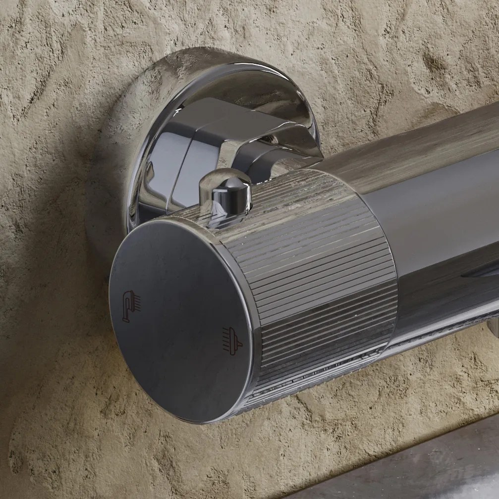 Saniclear Talpa Stripes thermostatische opbouw badkraan chroom