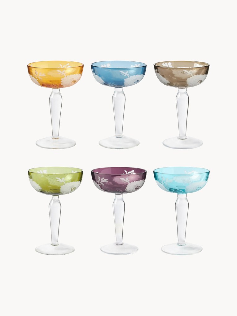 Champagneglazen Peony, set van 6