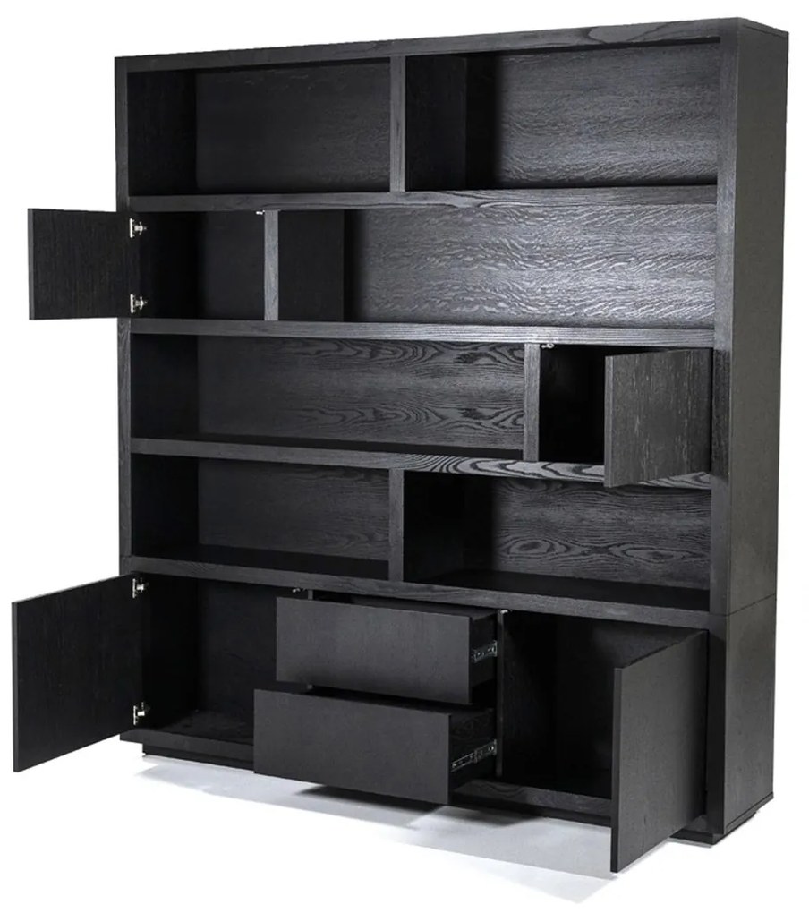Vakkenkast Zwart Eiken 200 Cm - 200x42x220cm.