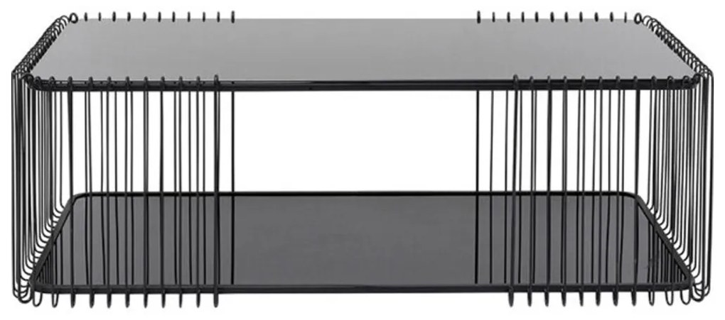 Kare Design Wire Double Rechthoekige Salontafel Met Glasplaat Zwart - 119.5 X 60cm.