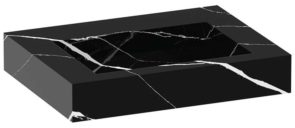 Brauer Coral wastafel marmerlook 60cm zonder kraangat nero marquina