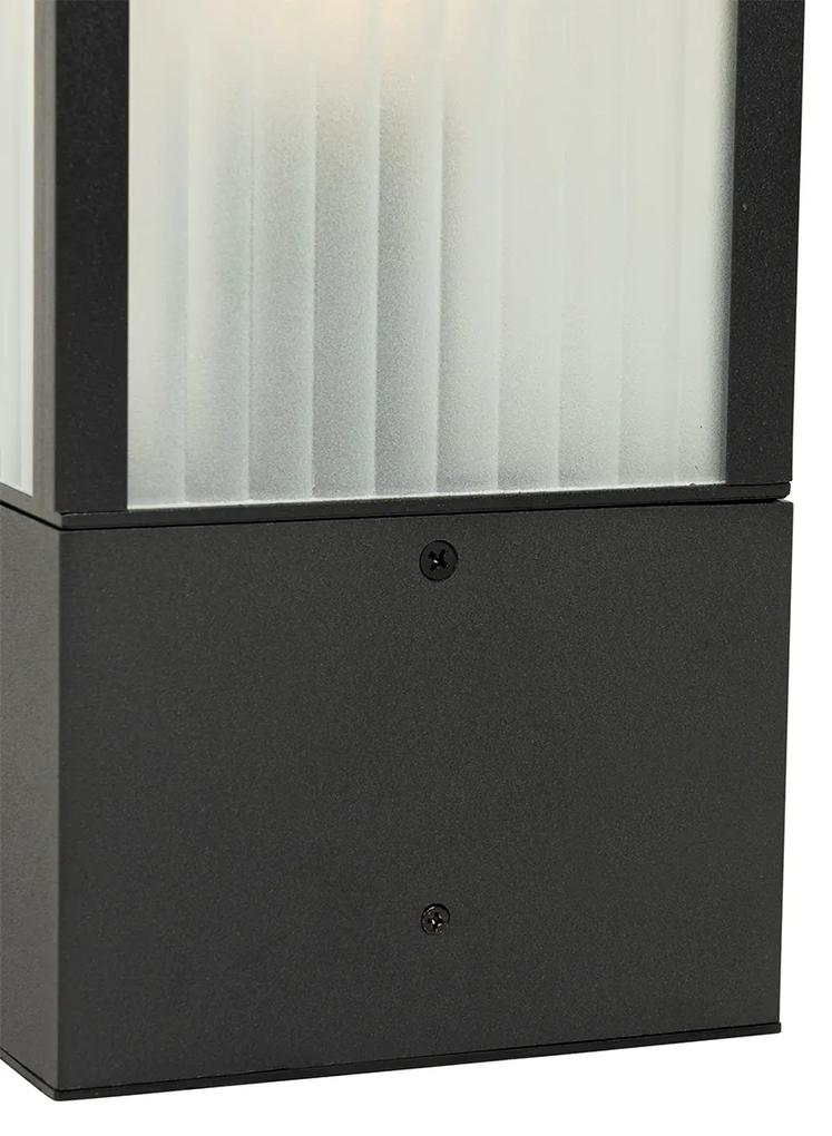 Staande buitenlamp zwart met ribbel glas 40 cm IP44 - Charlois Modern E27 IP44 Buitenverlichting