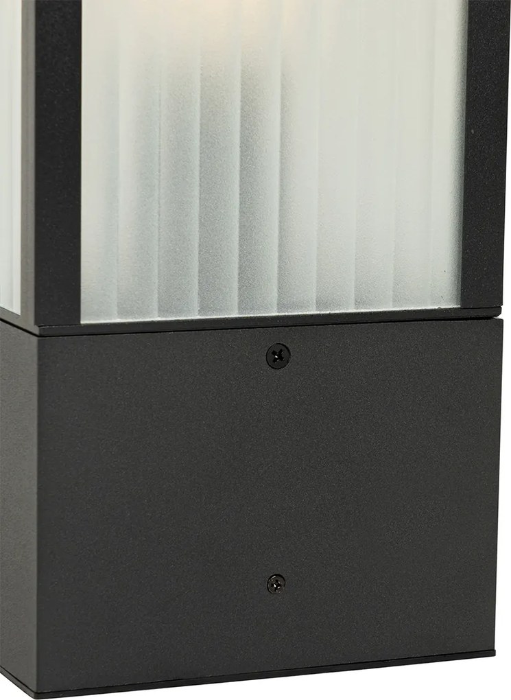 Staande buitenlamp zwart met ribbel glas 40 cm IP44 - Charlois