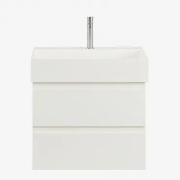 Ona Zwevend Badkamermeubelset Van Hout En Essenfineer Met Geïntegreerde Wastafel Wit & Spiegelloze & Geborsteld Grijs ↑20 Cm - Sklum