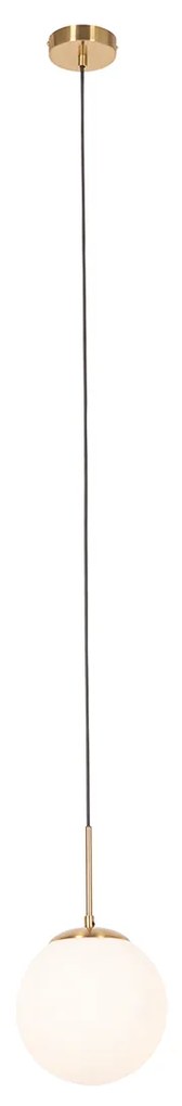 Smart hanglamp met dimmer goud met opaal glas incl. Wifi P45 - Flore E27 bol / globe / rond Binnenverlichting Lamp