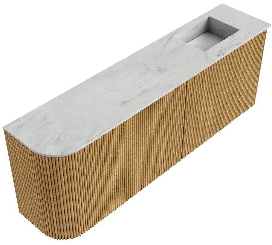 Mondiaz Joya DLux 110cm toiletmeubel ronding links oak met wastafel faye rechts zonder kraangat opalo