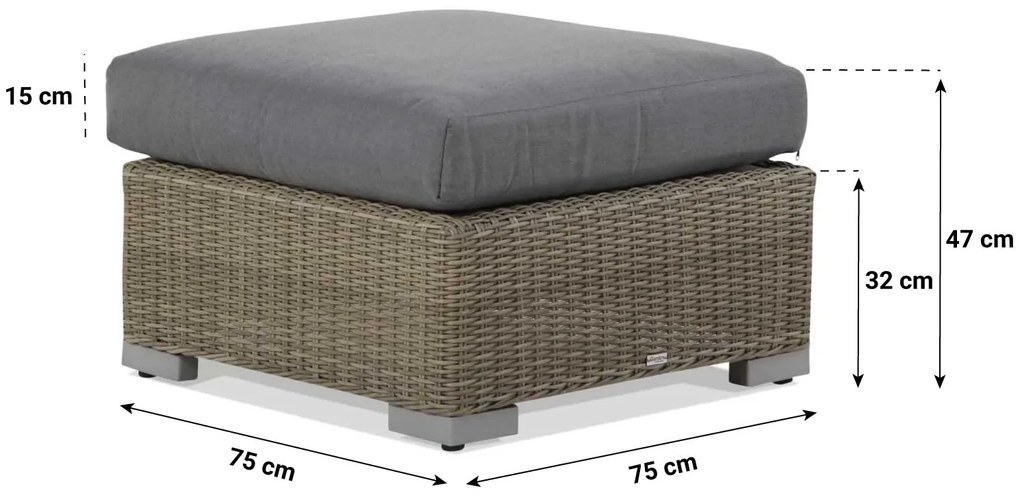 Loungeset  Wicker Taupe 2 personen Garden Collections Toronto